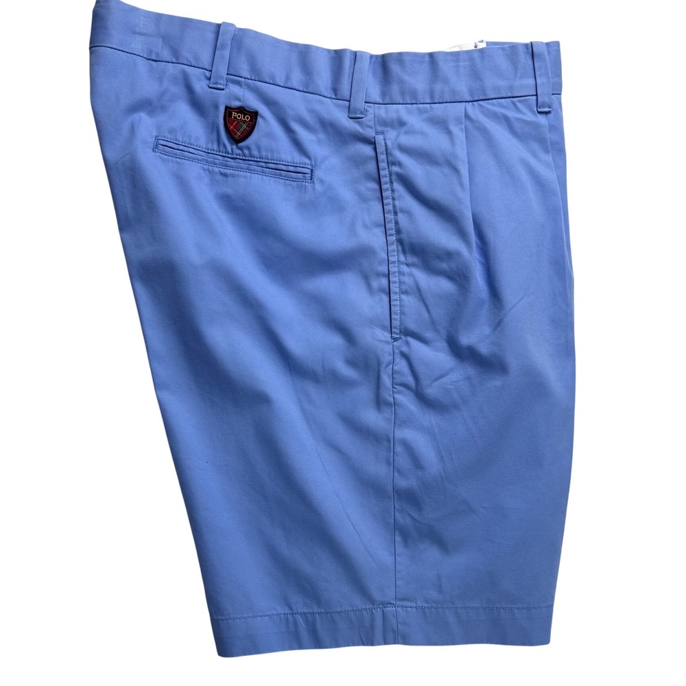 Polo Golf‎ Ralph Lauren Mens 36 Blue Fairway Fit Pleated Cotton Crest Shorts